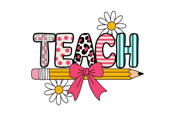 Colorful Teach Pencil Bow Design: A Graphic Designer's Review