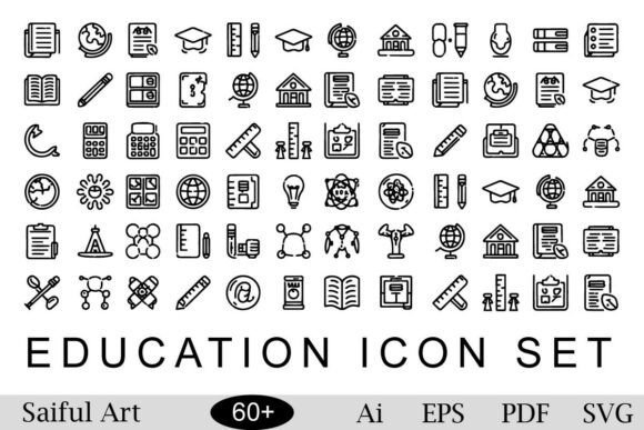 Education Icon Set Vector Black White: A Seller's Review of Graphics and Icons