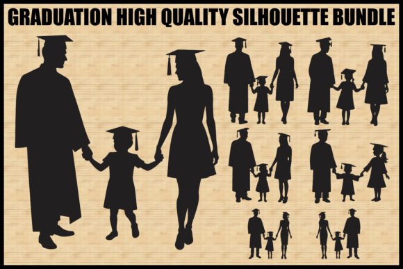 Graduation Family Silhouette Bundle: Graphics & Illustrations for Makers