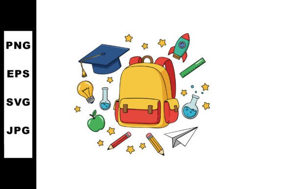 School Supplies Backpack with Education Graphics & Illustrations Review