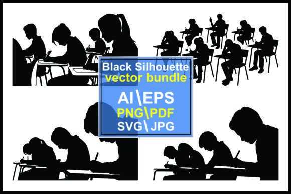 Silhouettes Students Taking a Classroom Review