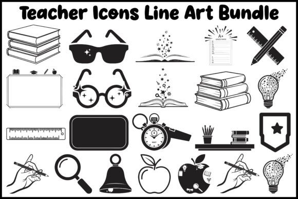 Teacher Icons Line Art Bundle for Modern Graphics