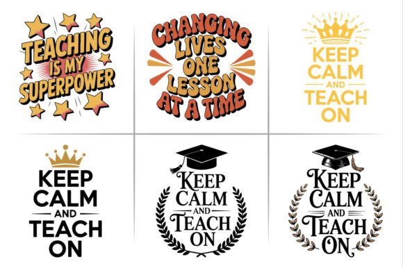 Teacher Life Typography Design Bundle for Graphics and Crafts